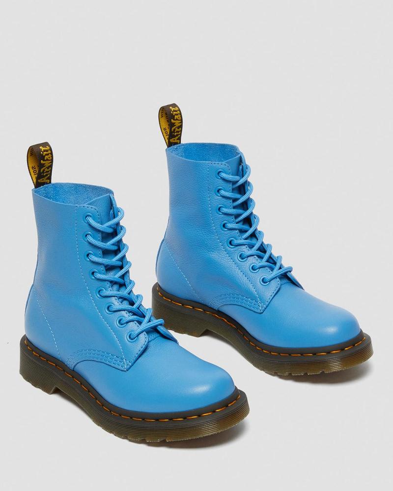 Blue Women's Dr Martens 1460 Pascal Virginia Leather Ankle Boots | CA 15BEX